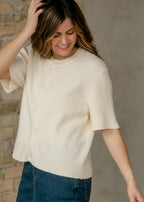 Zadie Ivory Short Sleeve Button Cardigan - Che Cose Belle
