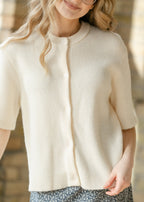Zadie Ivory Short Sleeve Button Cardigan - Che Cose Belle