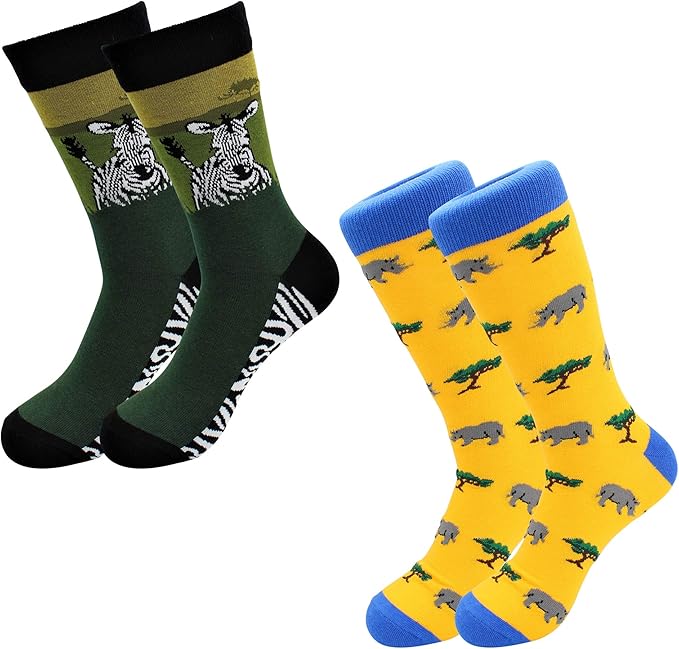 Zebra & Rhino Socks 2 Pack - Comfy Cotton for Men & Women - Che Cose Belle