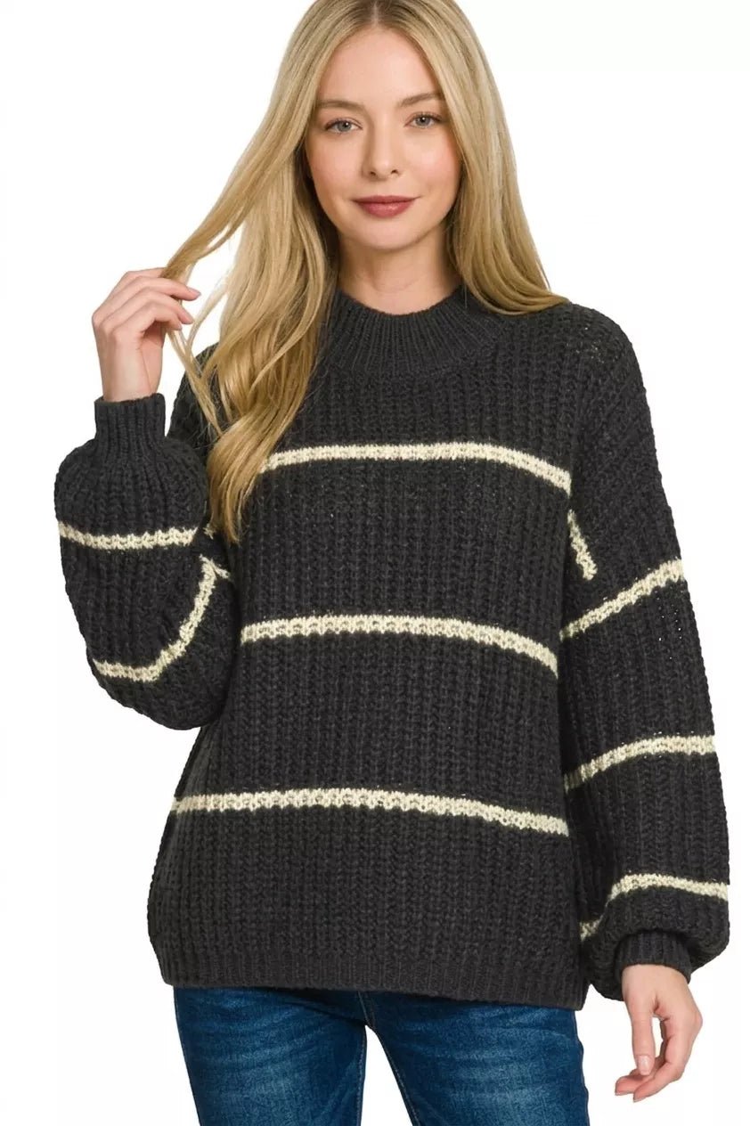Zenana Oversize Striped Sweater - Che Cose Belle
