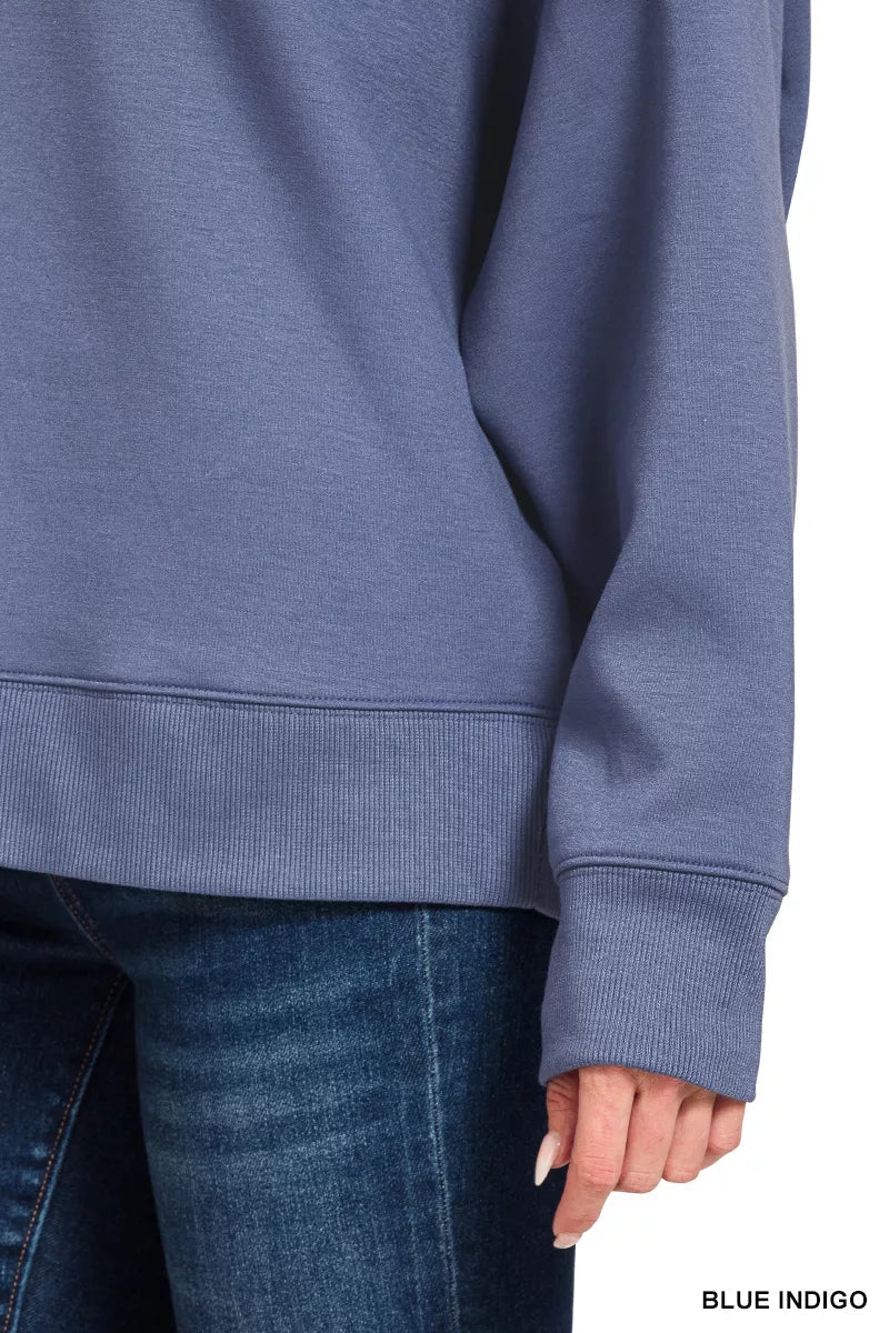 Zenana Scuba Collared Pullover & Center Seam Pants Set - Che Cose Belle