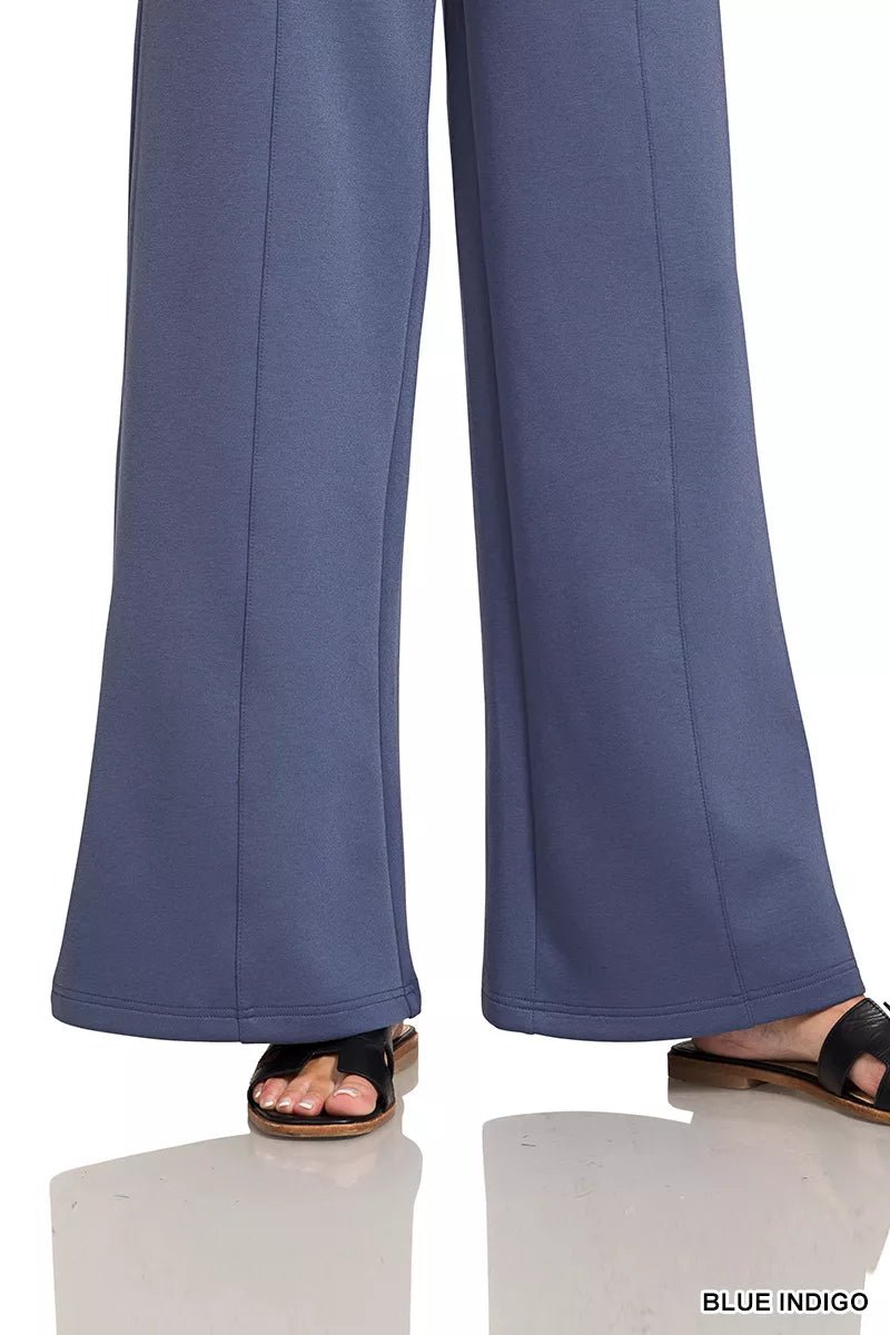 Zenana Scuba Collared Pullover & Center Seam Pants Set - Che Cose Belle