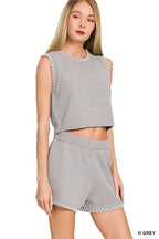 Zenana Stitch Detailed Cropped Sweater Vest - Che Cose Belle