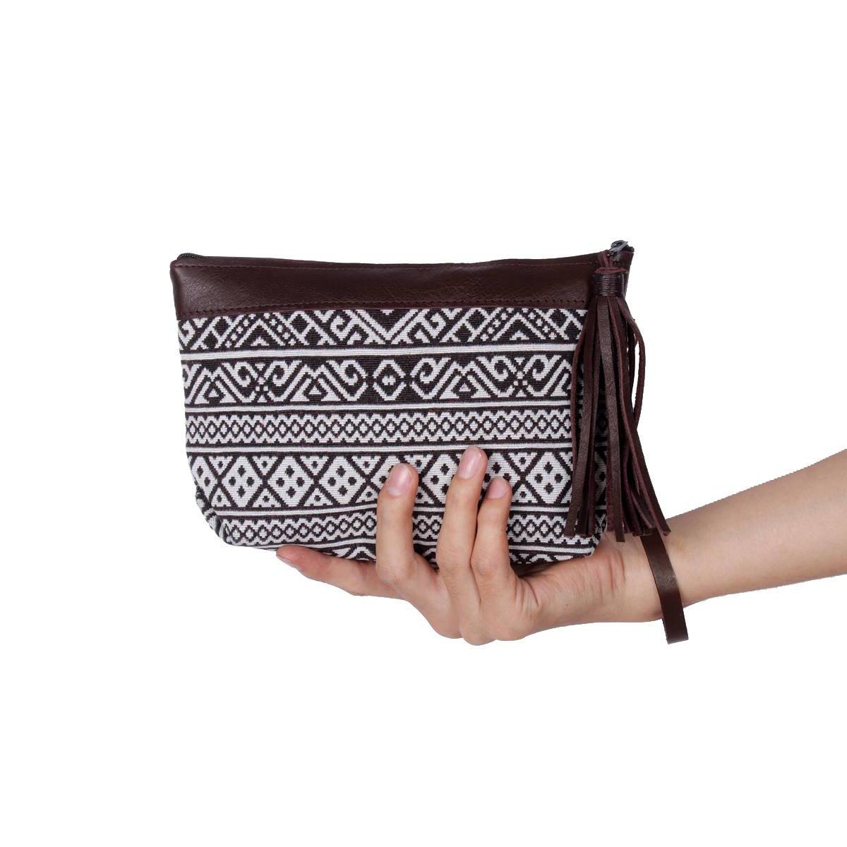 ZigZag Leather Geometric Wristlet Bag - Thailand - Che Cose Belle