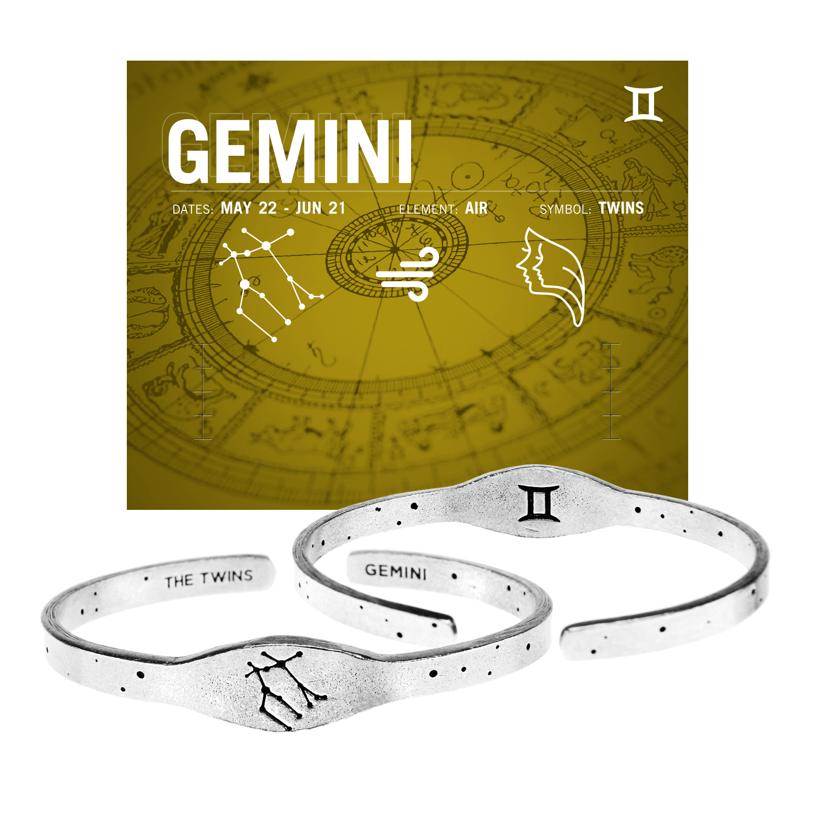 Zodiac Cuff Bracelet - Gemini - Che Cose Belle