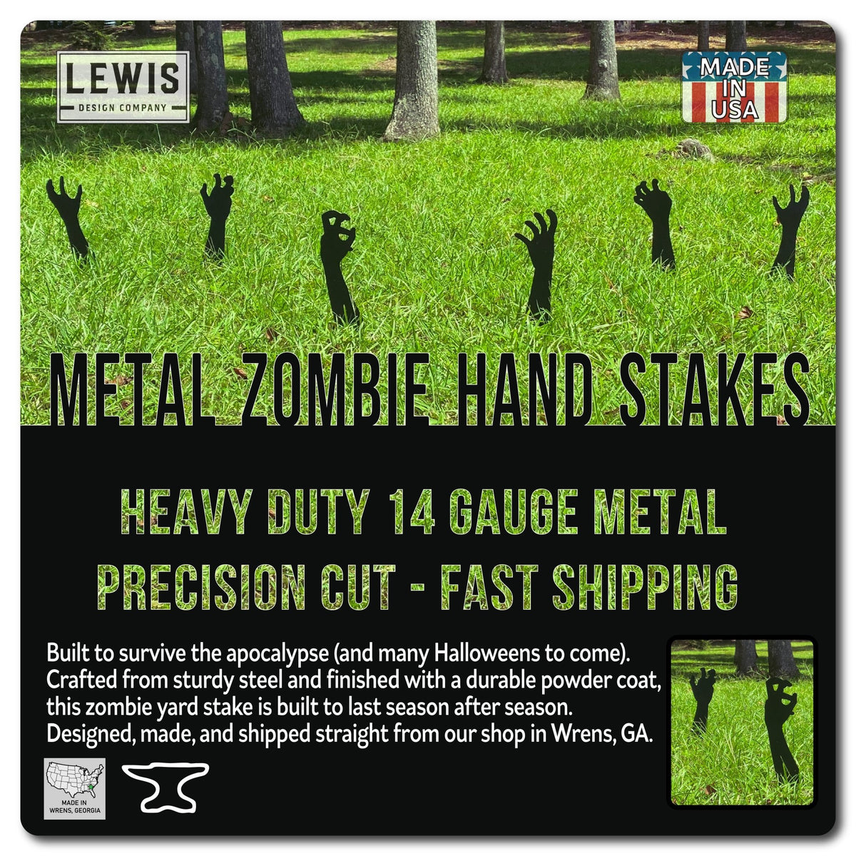 Zombie Hands Metal Yard Stakes | Halloween Lawn Decor Set - Che Cose Belle