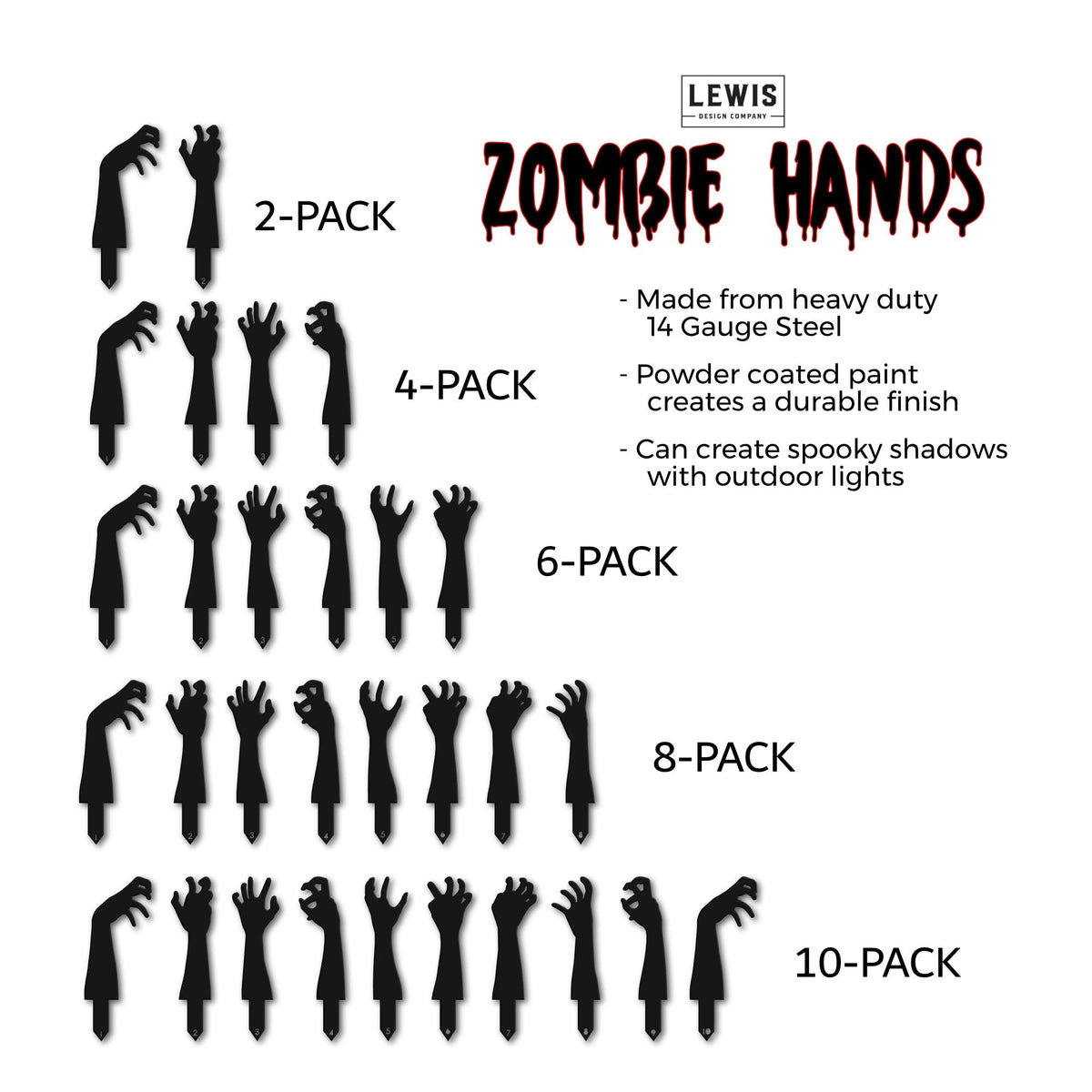 Zombie Hands Metal Yard Stakes | Halloween Lawn Decor Set - Che Cose Belle
